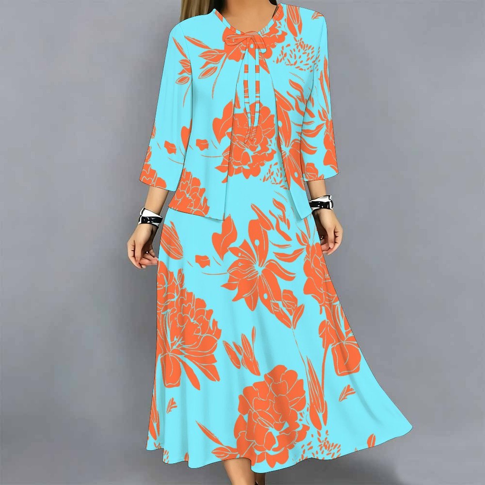 Midi Skirt Floral - Conjunto de Vestido de 2 Piezas
