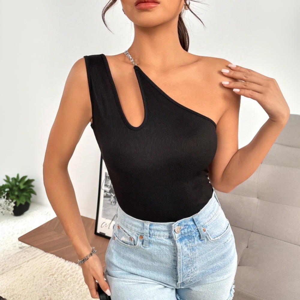 Blouse Off Shoulder - Blusa sin mangas ajustada con hombros